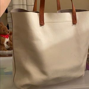 Madewell White Leather Transport Tote